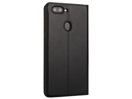 Top Grain Leather Case With Windows for OPPO R15 Pro - Black Leather Case