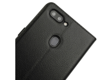 Top Grain Leather Case With Windows for OPPO R15 Pro - Black