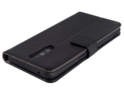 Synthetic Leather Wallet Case with Stand for OPPO R17 Pro - Black