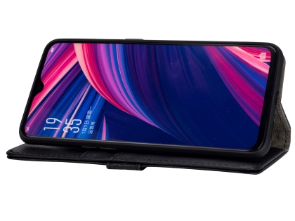 Synthetic Leather Wallet Case with Stand for OPPO R17 Pro - Black