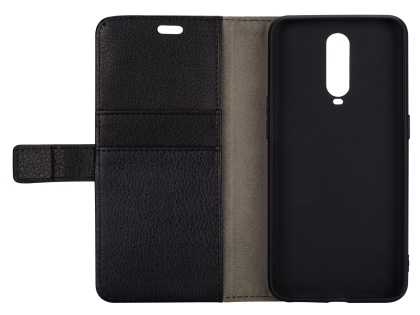 Synthetic Leather Wallet Case with Stand for OPPO R17 Pro - Black