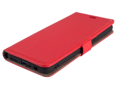 Synthetic Leather Wallet Case with Stand for OPPO R17 - Red