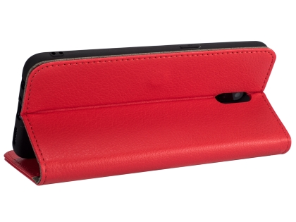 Synthetic Leather Wallet Case with Stand for OPPO R17 - Red