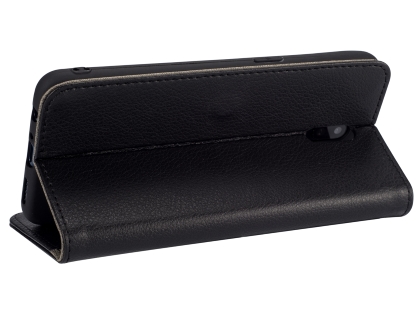 Synthetic Leather Wallet Case with Stand for OPPO R17 - Black