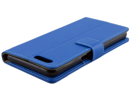 Synthetic Leather Wallet Case with Stand for OPPO A3s - Blue