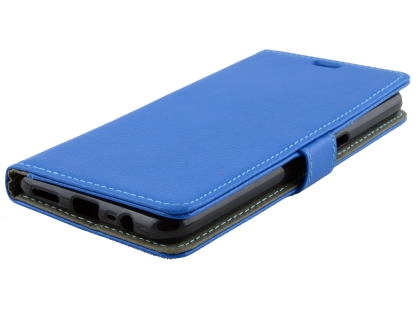 Synthetic Leather Wallet Case with Stand for OPPO A3s - Blue