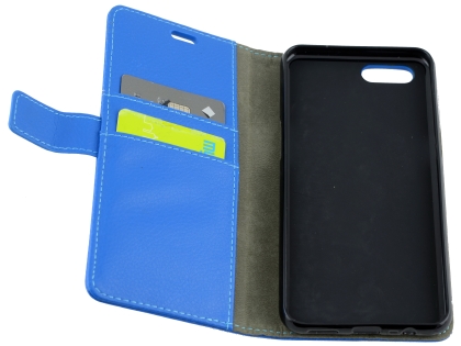 Synthetic Leather Wallet Case with Stand for OPPO A3s - Blue