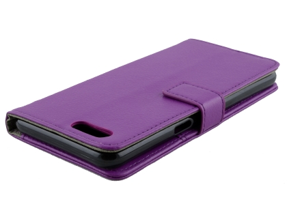 Synthetic Leather Wallet Case with Stand for OPPO A3s - Purple