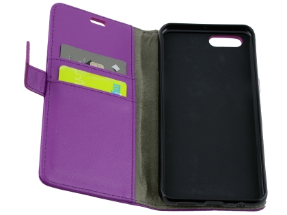 Synthetic Leather Wallet Case with Stand for OPPO A3s - Purple