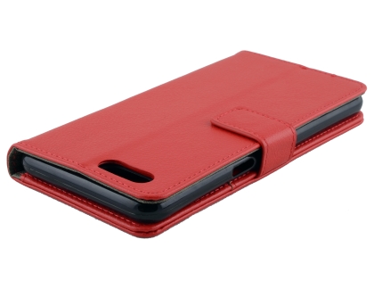 Synthetic Leather Wallet Case with Stand for OPPO A3s - Red