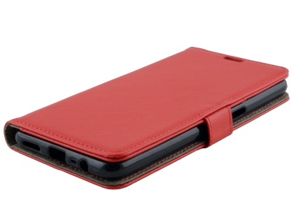 Synthetic Leather Wallet Case with Stand for OPPO A3s - Red