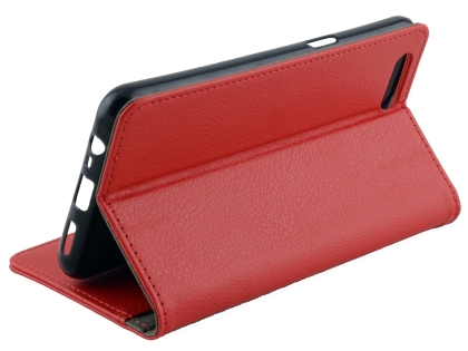 Synthetic Leather Wallet Case with Stand for OPPO A3s - Red