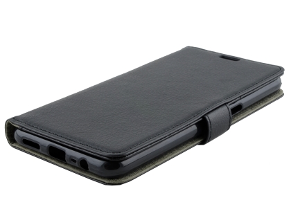 Synthetic Leather Wallet Case with Stand for OPPO A3s - Black