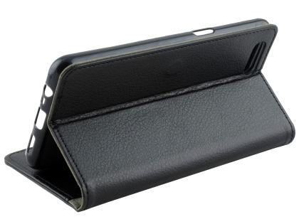Synthetic Leather Wallet Case with Stand for OPPO A3s - Black