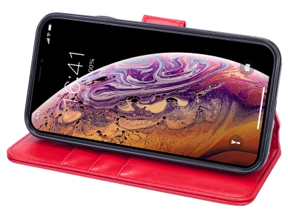 2-in-1 Synthetic Leather Wallet Case for iPhone XR - Red