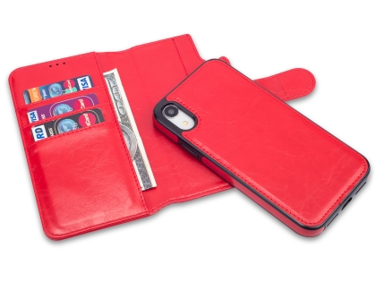 2-in-1 Synthetic Leather Wallet Case for iPhone XR - Red