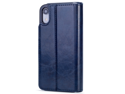 2-in-1 Synthetic Leather Wallet Case for iPhone XR - Midnight Blue