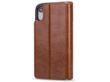 2-in-1 Synthetic Leather Wallet Case for iPhone XR - Brown