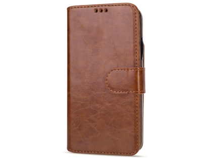 2-in-1 Synthetic Leather Wallet Case for iPhone XR - Brown