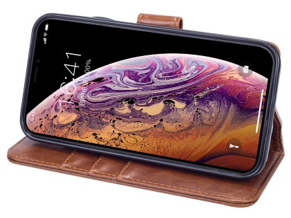 2-in-1 Synthetic Leather Wallet Case for iPhone XR - Brown