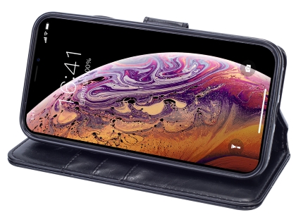 2-in-1 Synthetic Leather Wallet Case for iPhone XR - Black