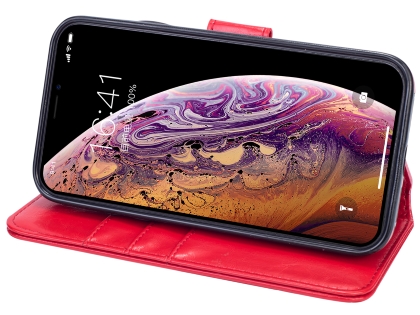 2-in-1 Synthetic Leather Wallet Case for iPhone Xs Max - Red