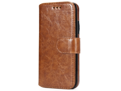 2-in-1 Synthetic Leather Wallet Case for iPhone Xs Max - Brown