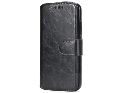 2-in-1 Synthetic Leather Wallet Case for iPhone Xs Max - Black