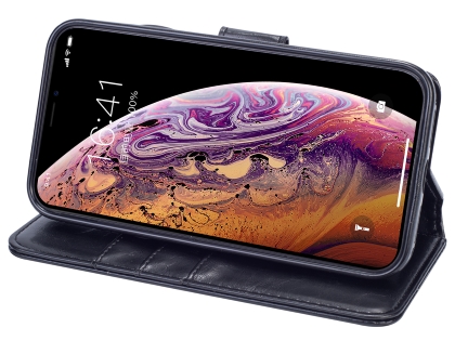 2-in-1 Synthetic Leather Wallet Case for iPhone Xs Max - Black