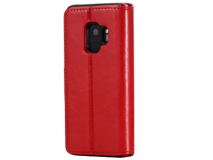 2-in-1 Synthetic Leather Wallet Case for Samsung Galaxy S9 - Red