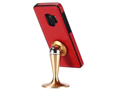 2-in-1 Synthetic Leather Wallet Case for Samsung Galaxy S9 - Red