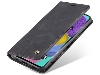 CaseMe Slim Synthetic Leather Wallet Case with Stand for Samsung Galaxy A71 - Charcoal Leather Wallet Case