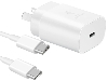 Genuine Samsung 25W USB-C Super Fast Charger with USB-C to USB-C cable - White AC Wall Charger