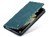 CaseMe Slim Synthetic Leather Wallet Case with Stand for Samsung Galaxy S21 Ultra - Teal Leather Wallet Case