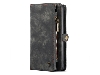 CaseMe 2-in-1 Synthetic Leather Wallet Case for Samsung Galaxy S22 - Khaki/Grey Leather Wallet Case
