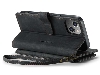 CaseMe Synthetic Leather Wallet Case with Zipper Pocket for iPhone 14 - Charcoal Leather Wallet Case