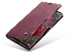 CaseMe Slim Synthetic Leather Wallet Case with Stand for Samsung Galaxy S24 Ultra - Burgundy Leather Wallet Case