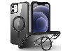 Magnetic Ring Stand Case for iPhone 12 - Smoky Black Hard Case