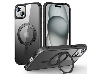 Magnetic Ring Stand Case for iPhone 15 - Smoky Black Hard Case
