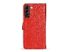 Premium Leather Wallet Case for Samsung Galaxy S25+ - Red Leather Wallet Case