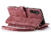 CaseMe Synthetic Leather Wallet Case with Zipper Pocket for Samsung Galaxy A37 - Blush Leather Wallet Case