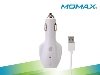 MOMAX Super 1A Car Charger & 30-pin to USB-A Cable for Apple - White Car Charger