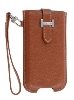 k-cool Genuine Leather Slide-in Case with Strap for Phones - Brown Leather Slide-in Case