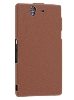 Synthetic Leather Flip Case for Sony Xperia Z - Brown Leather Flip Case