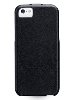 Slim Genuine Leather Flip Case for iPhone SE(1st Gen)/5s/5 - Classic Black Leather Flip Case