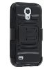 Rugged Case with Holster Belt Clip for Samsung I9195T Galaxy S4 mini - Classic Black Impact Case