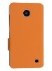 Slim Genuine Leather Portfolio Case for Nokia Lumia 635/636/630 - Orange Leather Wallet Case