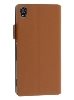 Slim Genuine Leather Portfolio Case for Sony Xperia Z3 - Brown Leather Wallet Case