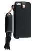Ultra Slim Synthetic Leather Pouch with Strap for iPhone SE(1st Gen)/5s/5 - Classic Black Leather Slide-in Case