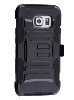 Rugged Case with Holster Belt Clip for Samsung Galaxy S6 Edge - Classic Black Impact Case